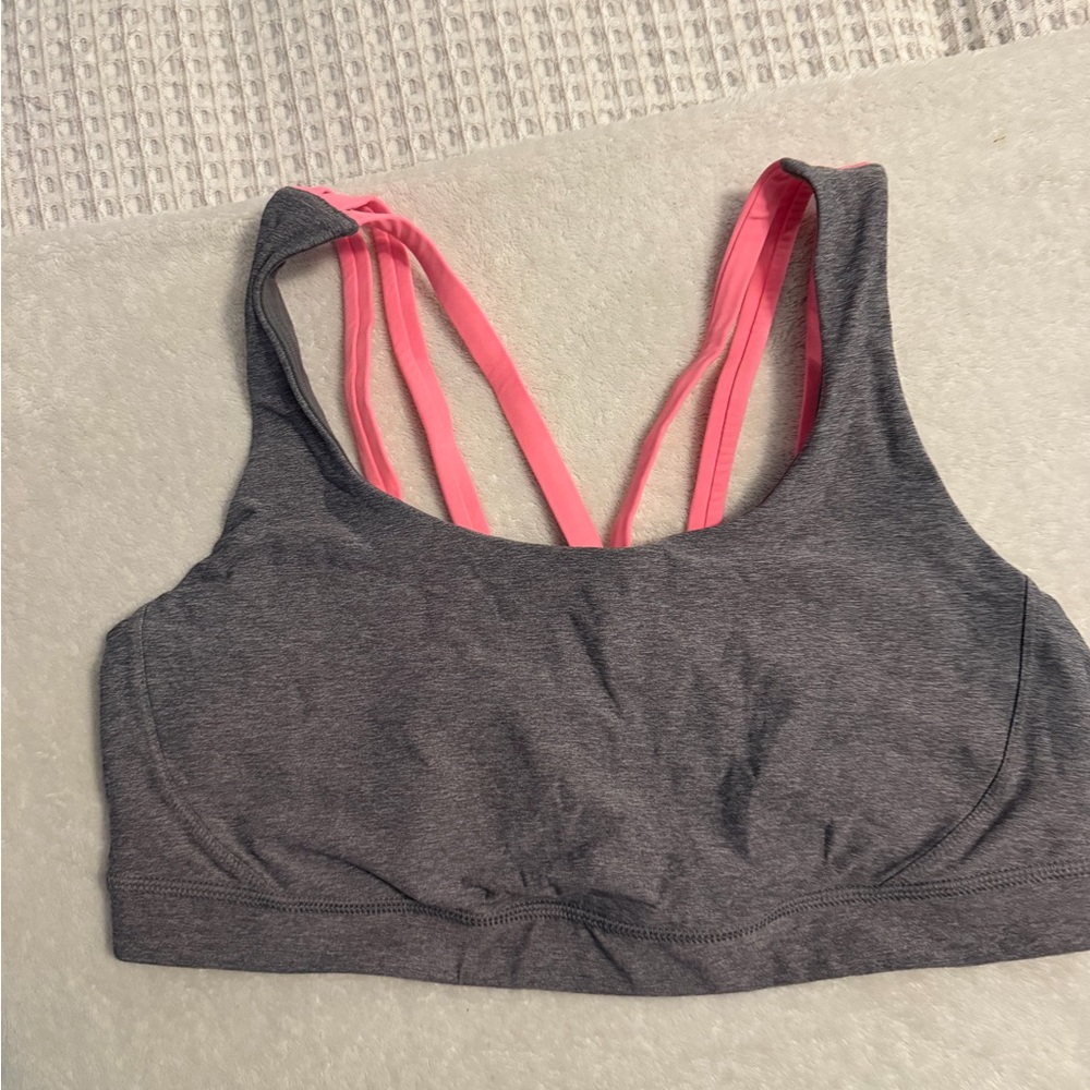 lululemon athletica Gray Sports Bra with Pink Strappy Back